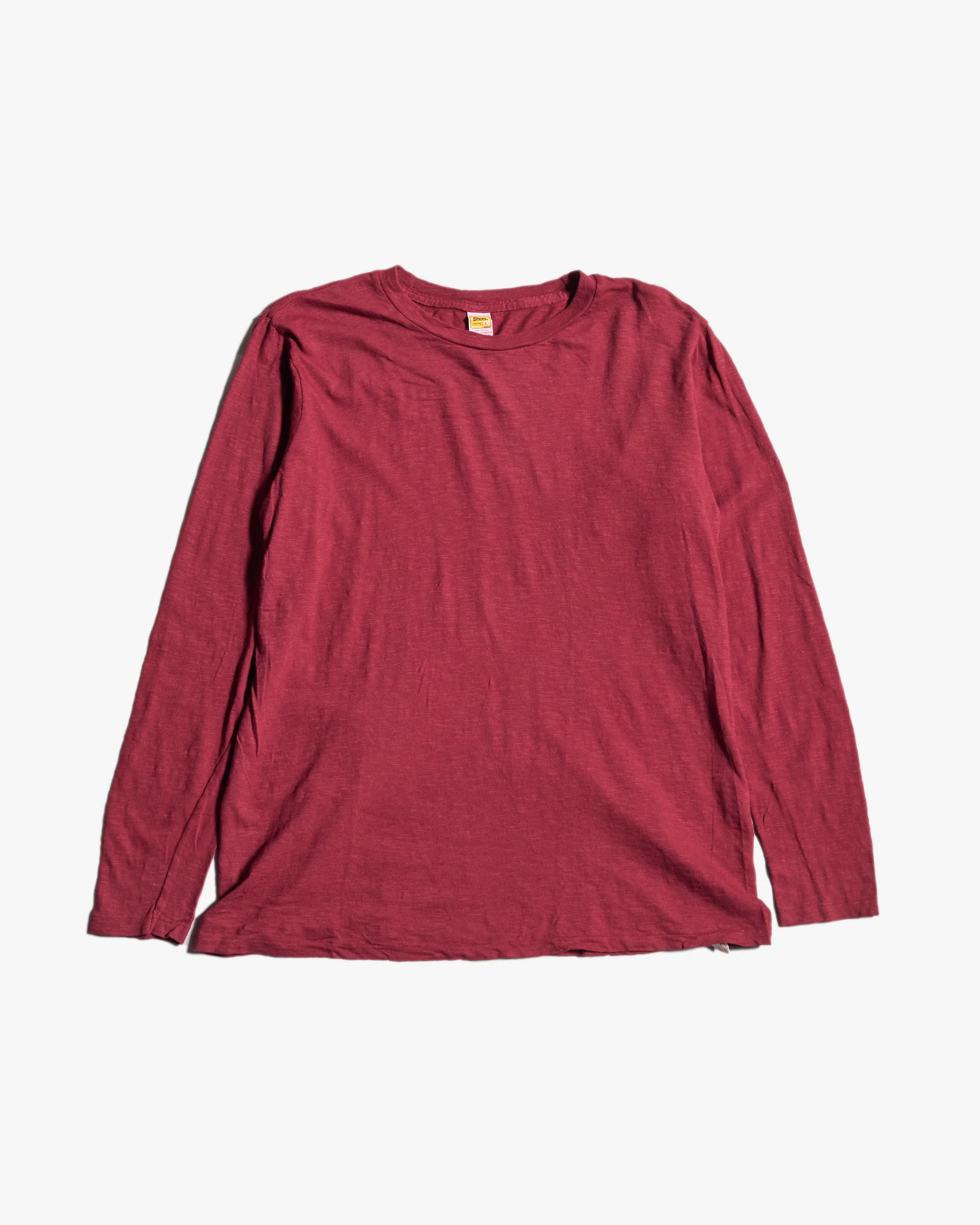 Velva Sheen Rolled L/S Regular Tee - Burgundy - Image 2