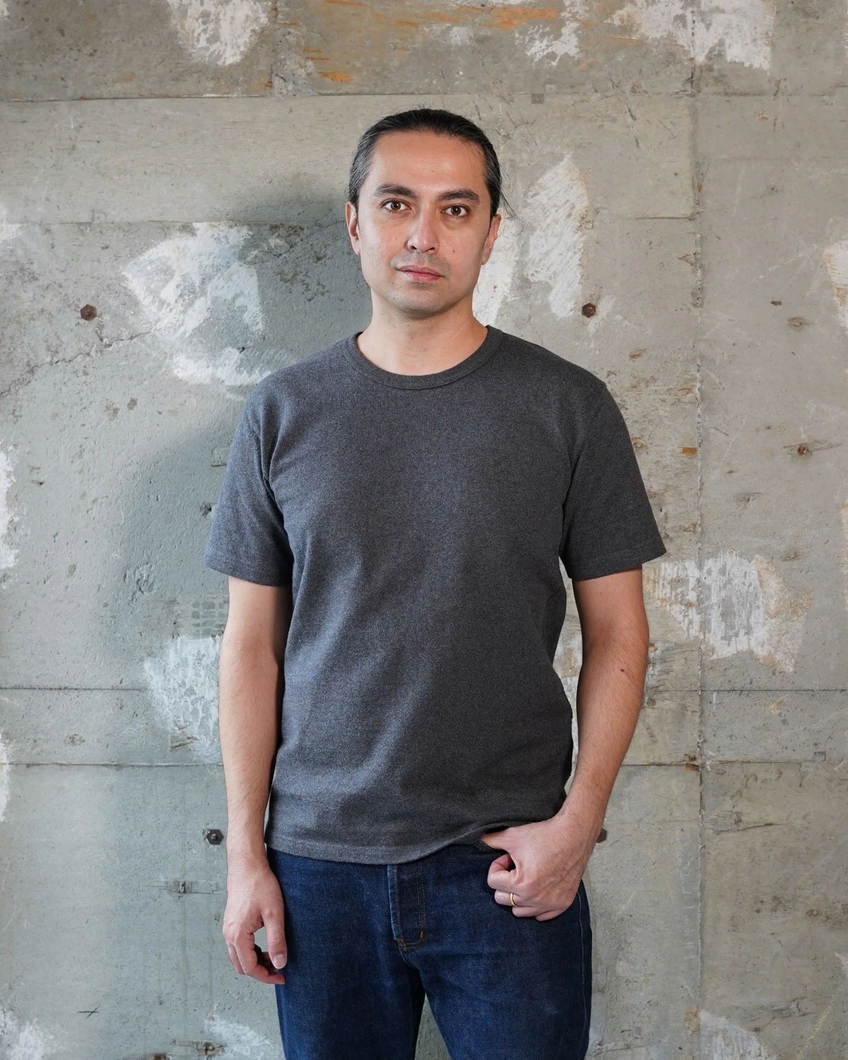Wonder Looper 409gsm Double Heavyweight T Shirt - Charcoal - Image 3