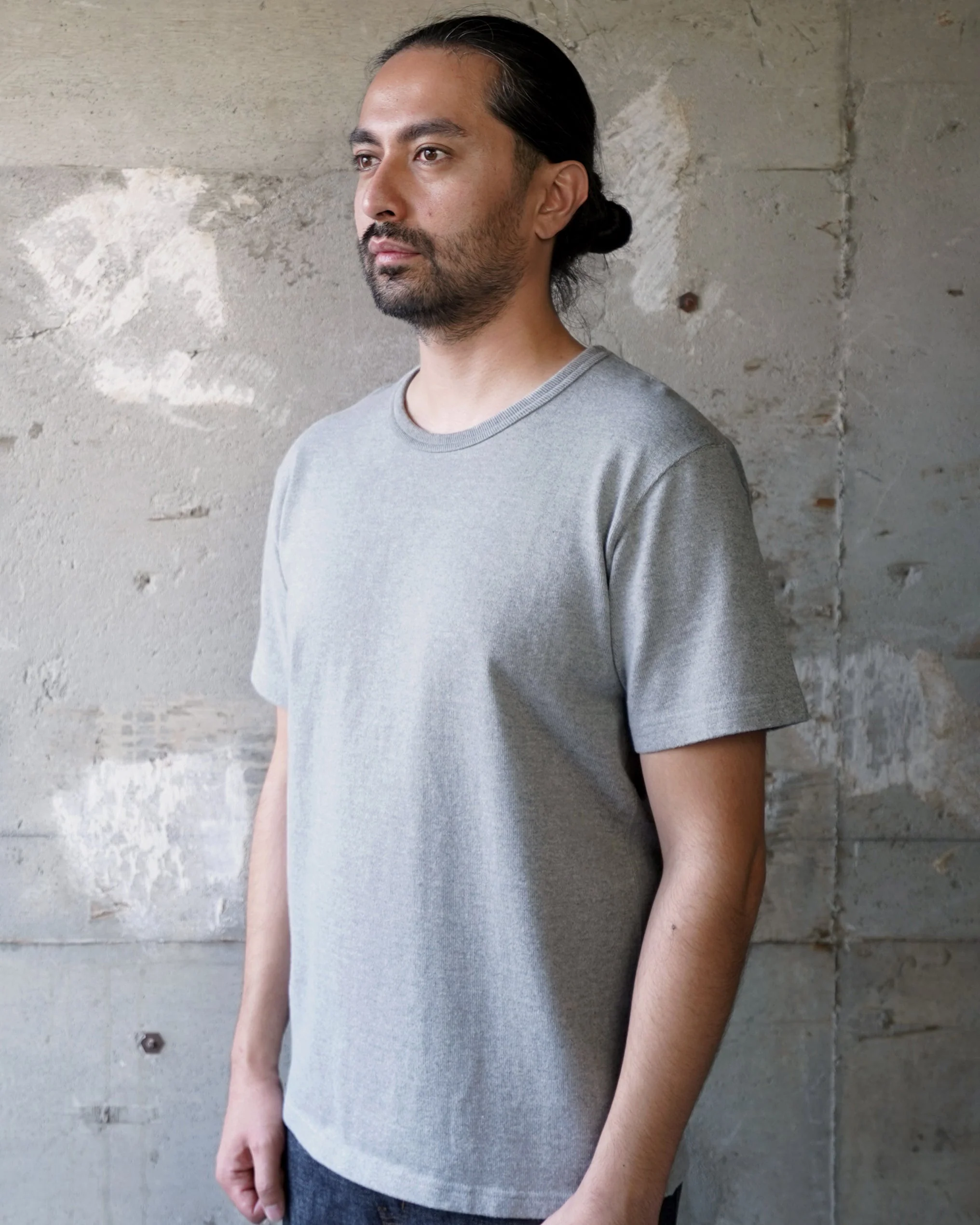 Wonder Looper 409gsm Double Heavyweight T Shirt - Heather Grey - Image 3