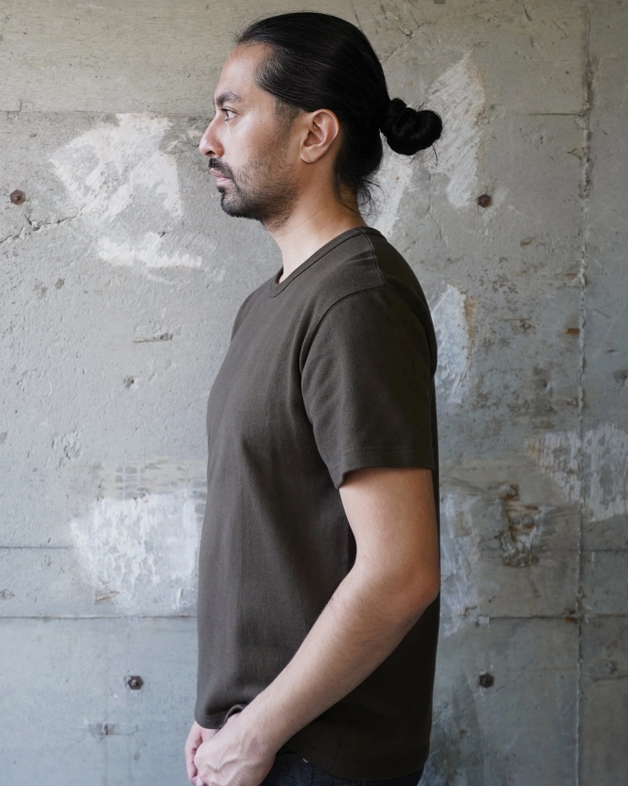 Wonder Looper 409gsm Double Heavyweight T Shirt - Khaki Green - Image 3