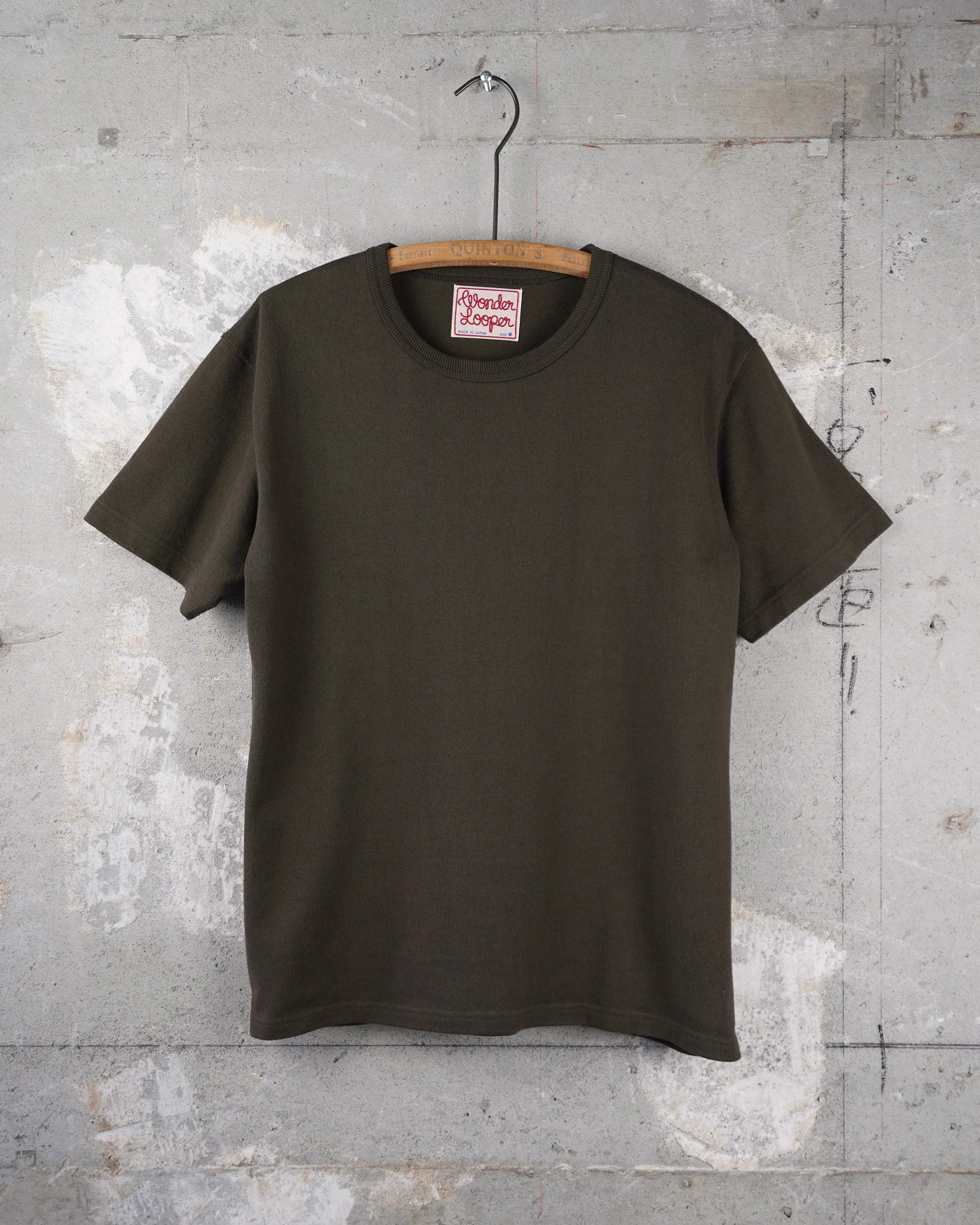 Wonder Looper 409gsm Double Heavyweight T Shirt - Khaki Green - Image 7