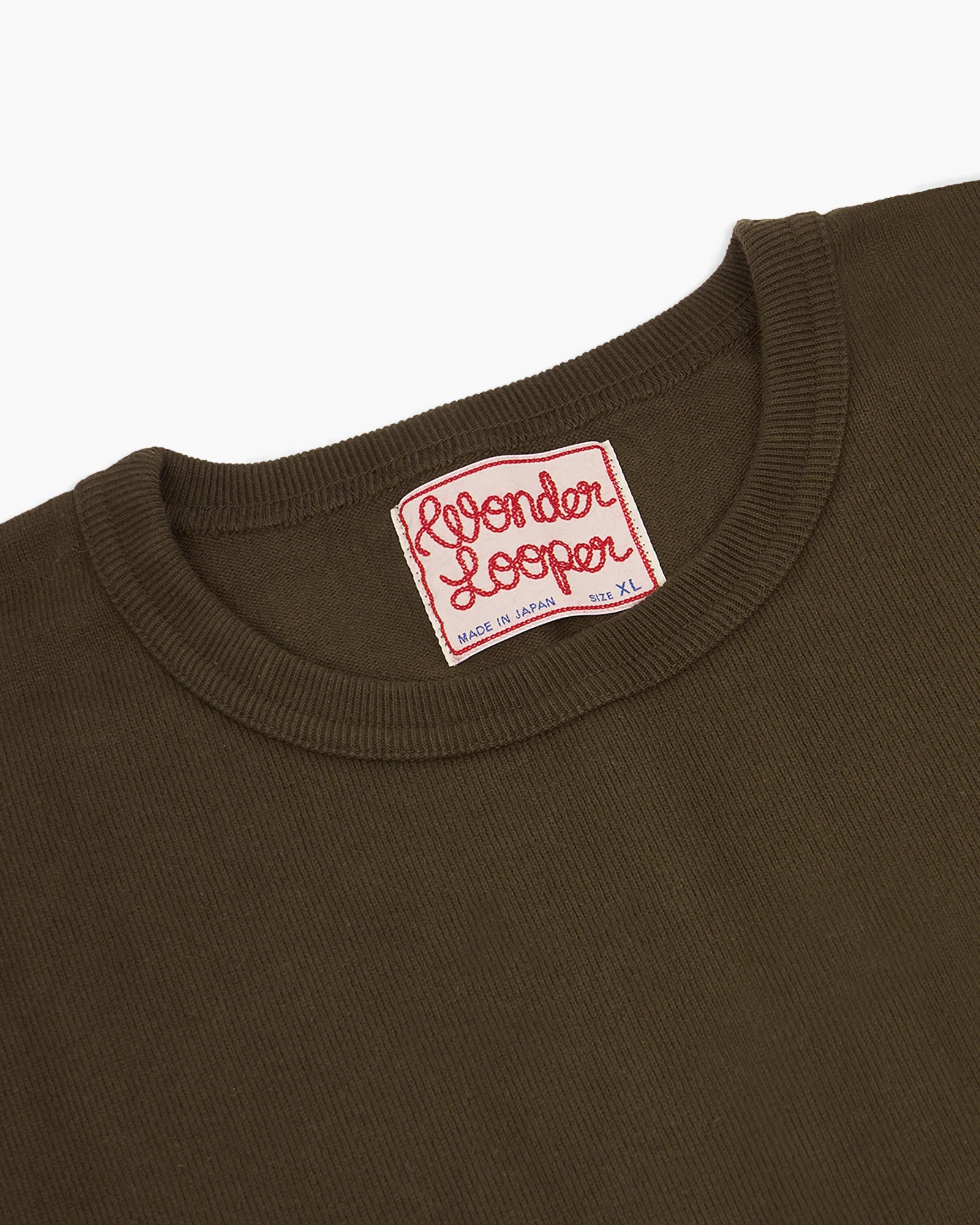 Wonder Looper 409gsm Double Heavyweight T Shirt - Khaki Green - Image 9