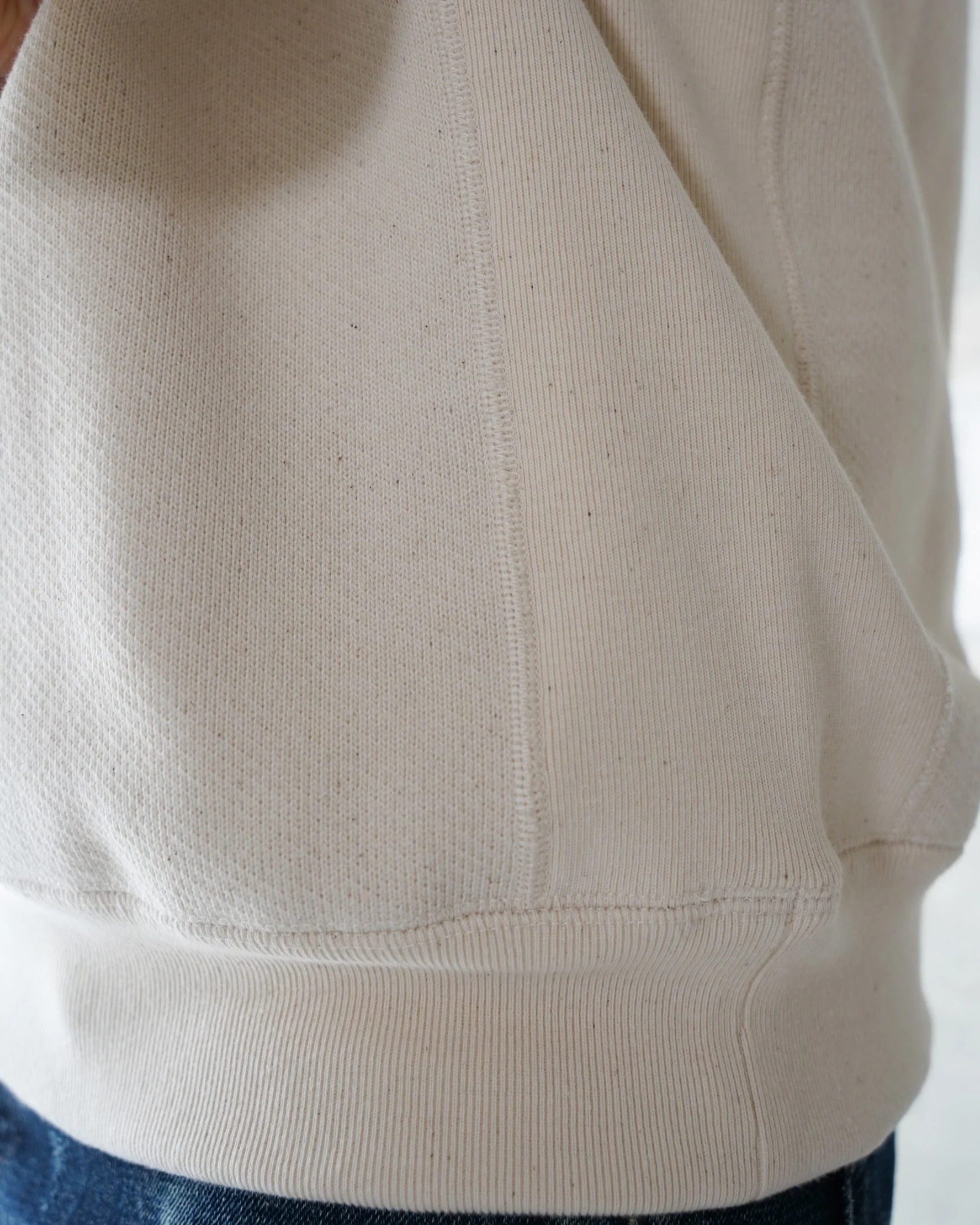 Wonder Looper 876gsm Double Heavyweight French Terry Pullover Crew Neck - Ecru - Image 5