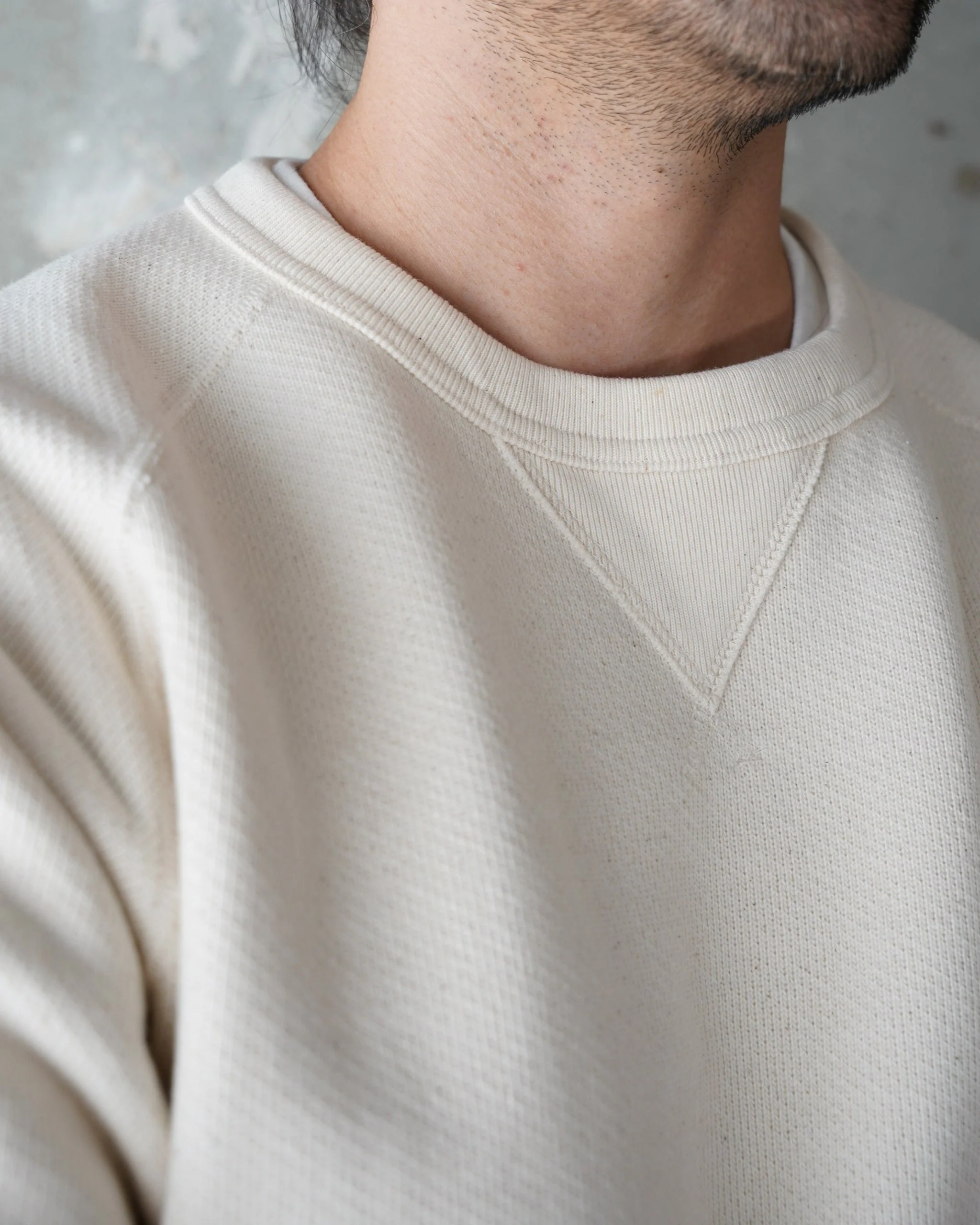 Wonder Looper 876gsm Double Heavyweight French Terry Pullover Crew Neck - Ecru - Image 6