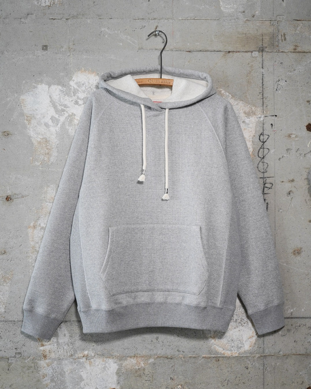 Wonder Looper 876gsm Double Heavyweight French Terry Pullover Hoodie - Heather Grey - Image 3
