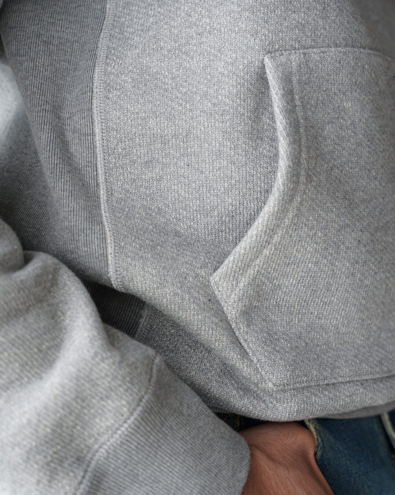 Wonder Looper 876gsm Double Heavyweight French Terry Pullover Hoodie - Heather Grey - Image 7