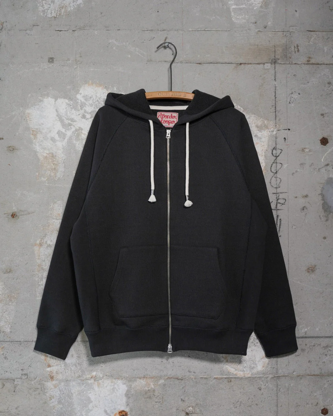 Wonder Looper 876gsm Double Heavyweight French Terry Zip Hoodie - Sumi Black - Image 10