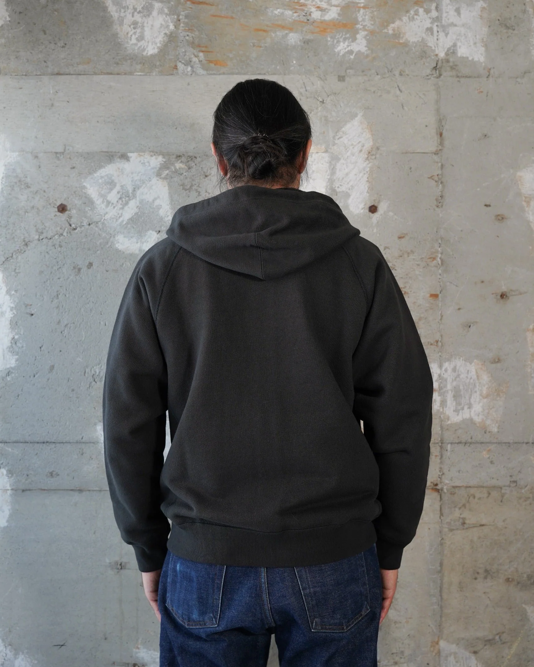 Wonder Looper 876gsm Double Heavyweight French Terry Zip Hoodie - Sumi Black - Image 3