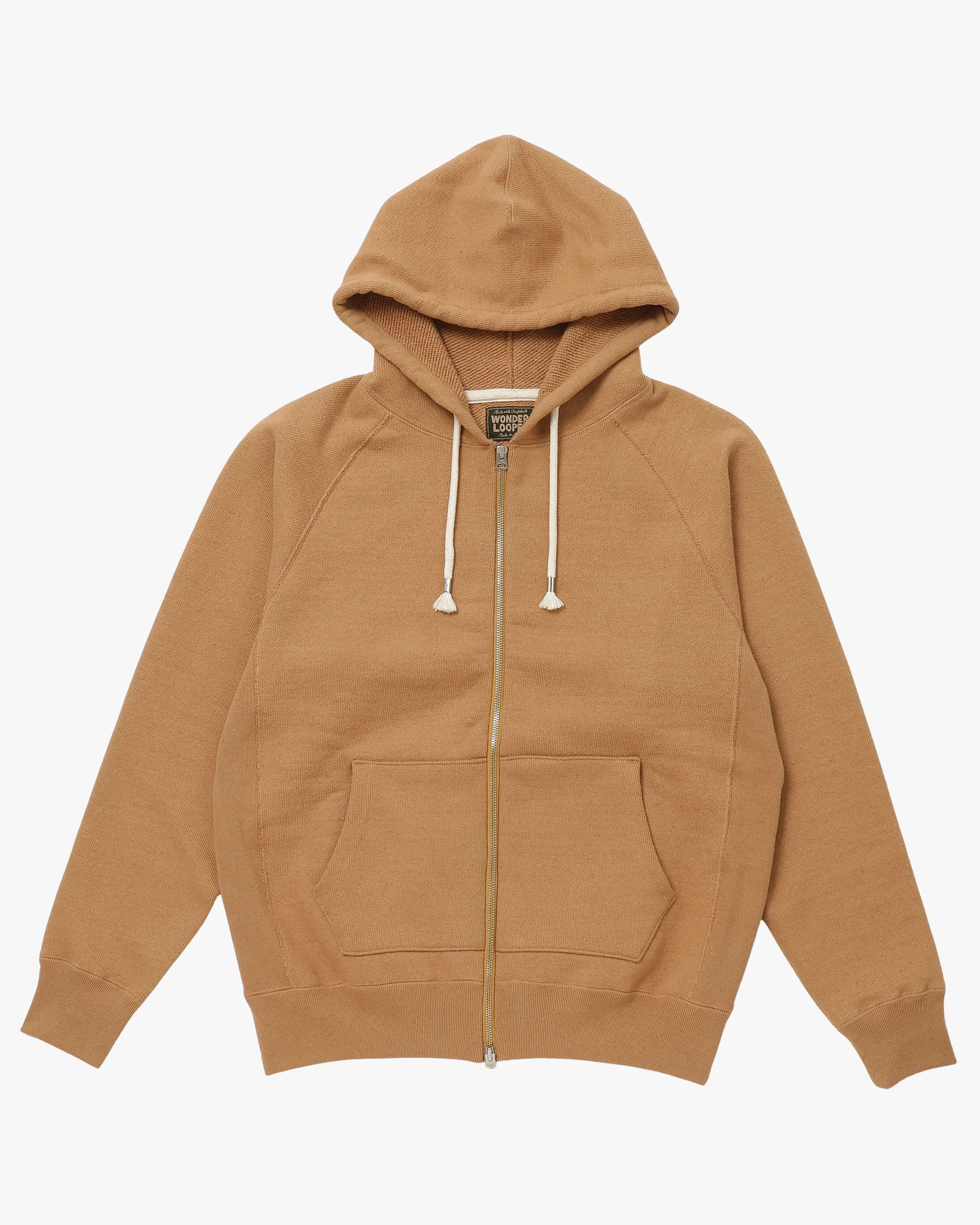 Wonder Looper 825gsm Double Heavyweight French Terry Foxfibre® Zip Hoodie - Coyote 80