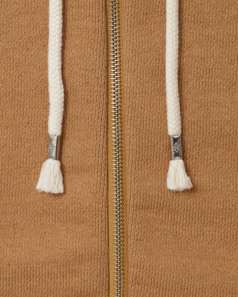 Wonder Looper 825gsm Double Heavyweight French Terry Foxfibre® Zip Hoodie - Coyote 80 - Image 3