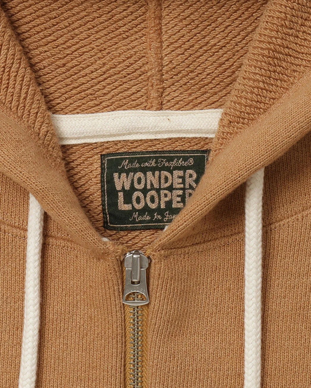 Wonder Looper 825gsm Double Heavyweight French Terry Foxfibre® Zip Hoodie - Coyote 80 - Image 4