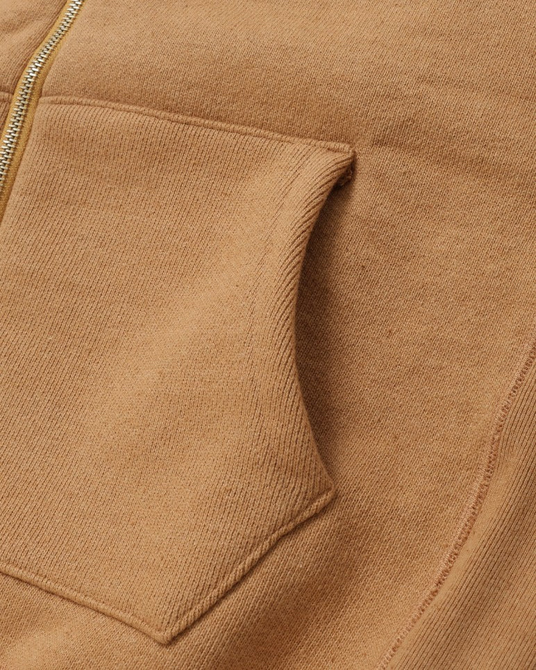 Wonder Looper 825gsm Double Heavyweight French Terry Foxfibre® Zip Hoodie - Coyote 80 - Image 5