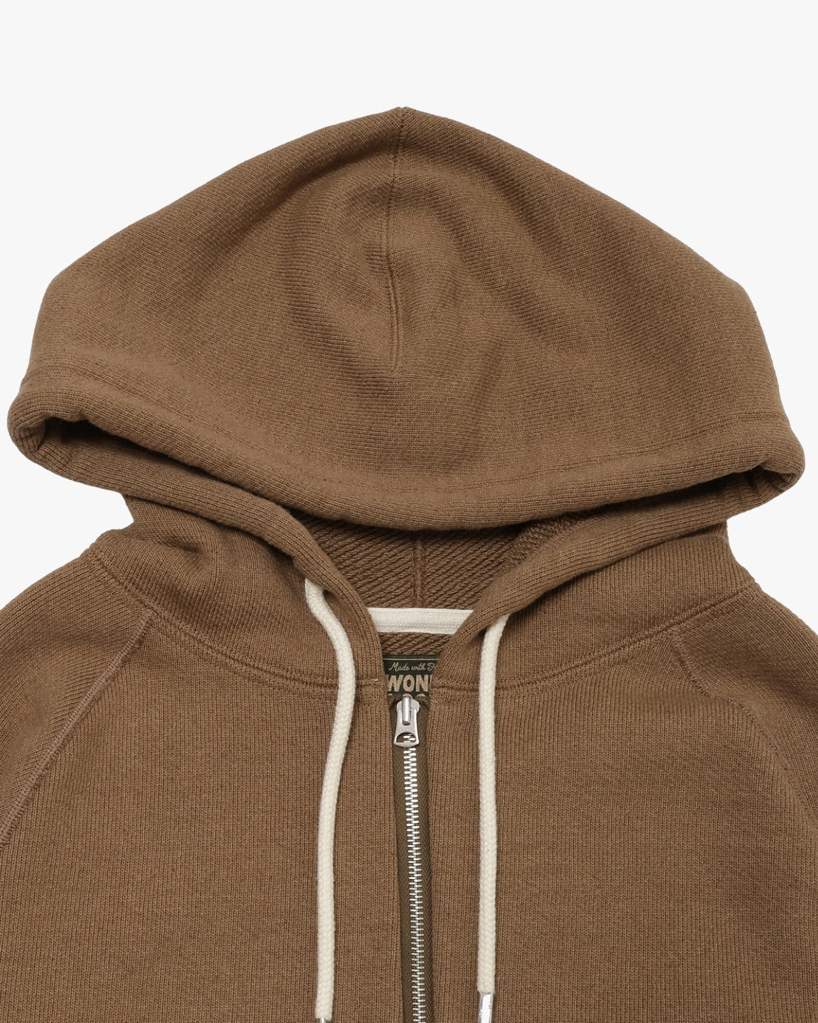 Wonder Looper 825gsm Double Heavyweight French Terry Iron Mordant Foxfibre® Zip Hoodie - Coyote 80 - Image 3