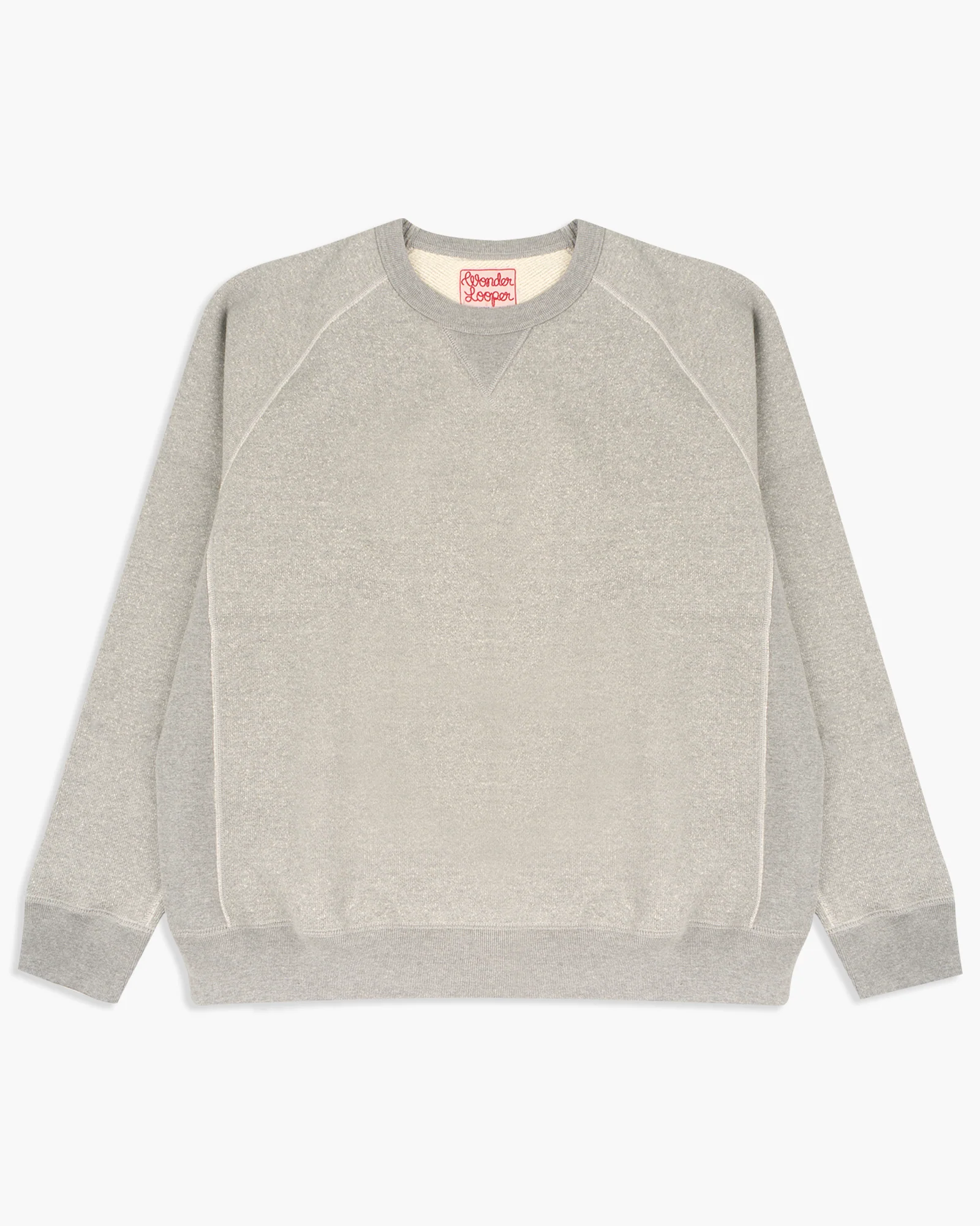 Wonder Looper 876gsm Double Heavyweight French Terry Pullover Crew Neck - Heather Grey