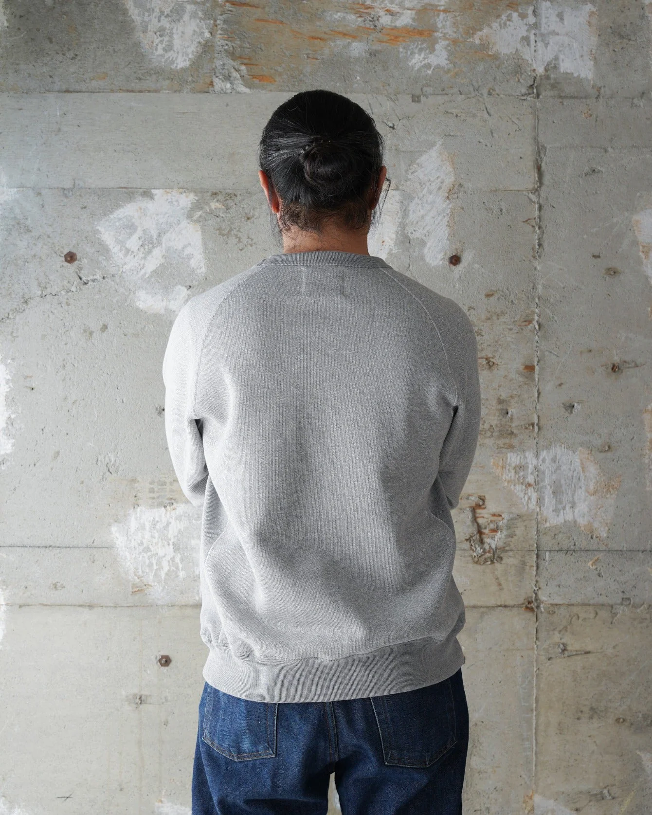 Wonder Looper 876gsm Double Heavyweight French Terry Pullover Crew Neck - Heather Grey - Image 3