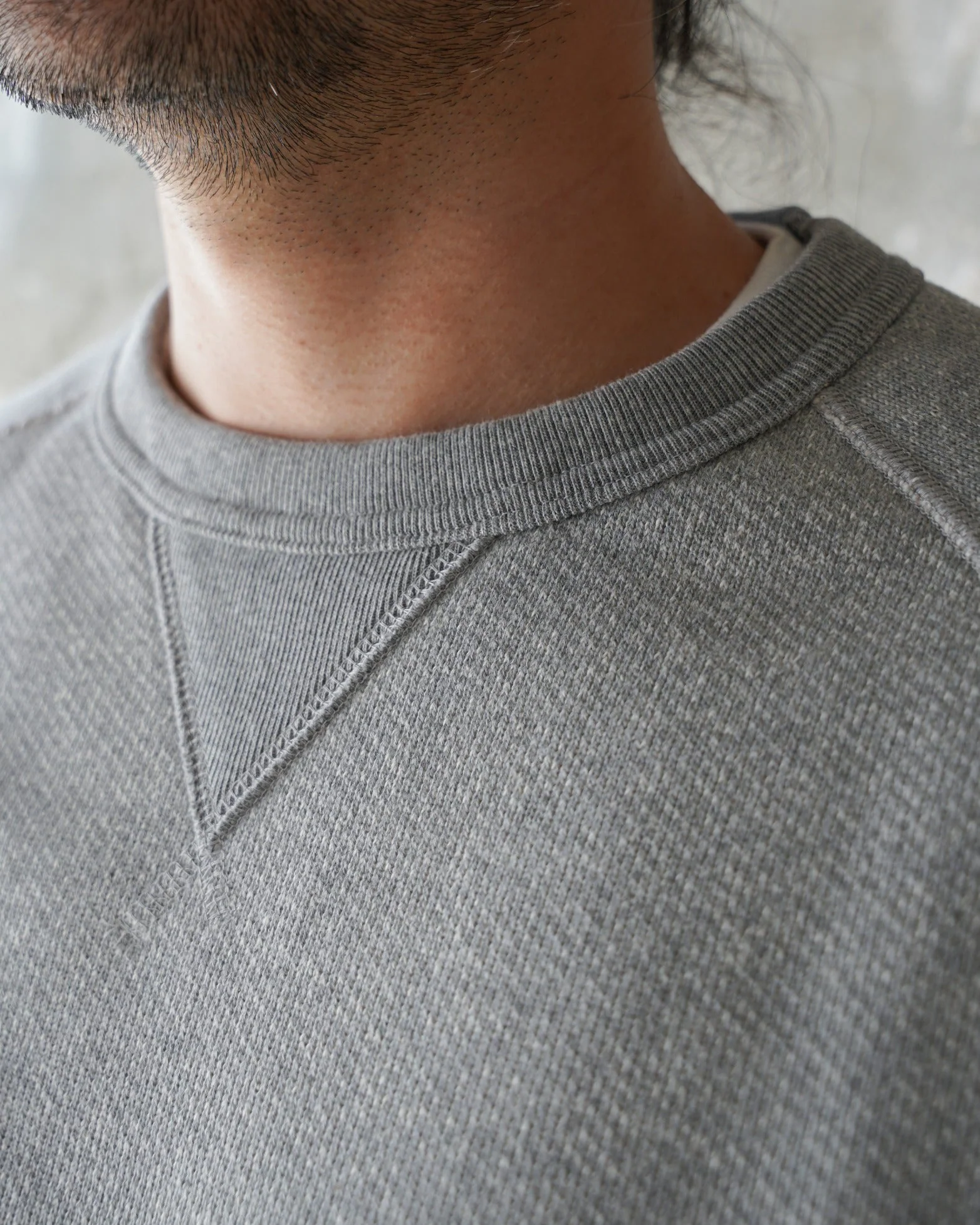 Wonder Looper 876gsm Double Heavyweight French Terry Pullover Crew Neck - Heather Grey - Image 5