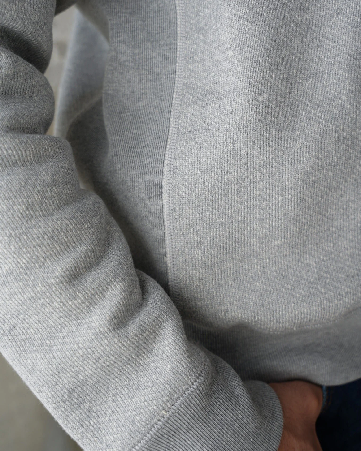 Wonder Looper 876gsm Double Heavyweight French Terry Pullover Crew Neck - Heather Grey - Image 6