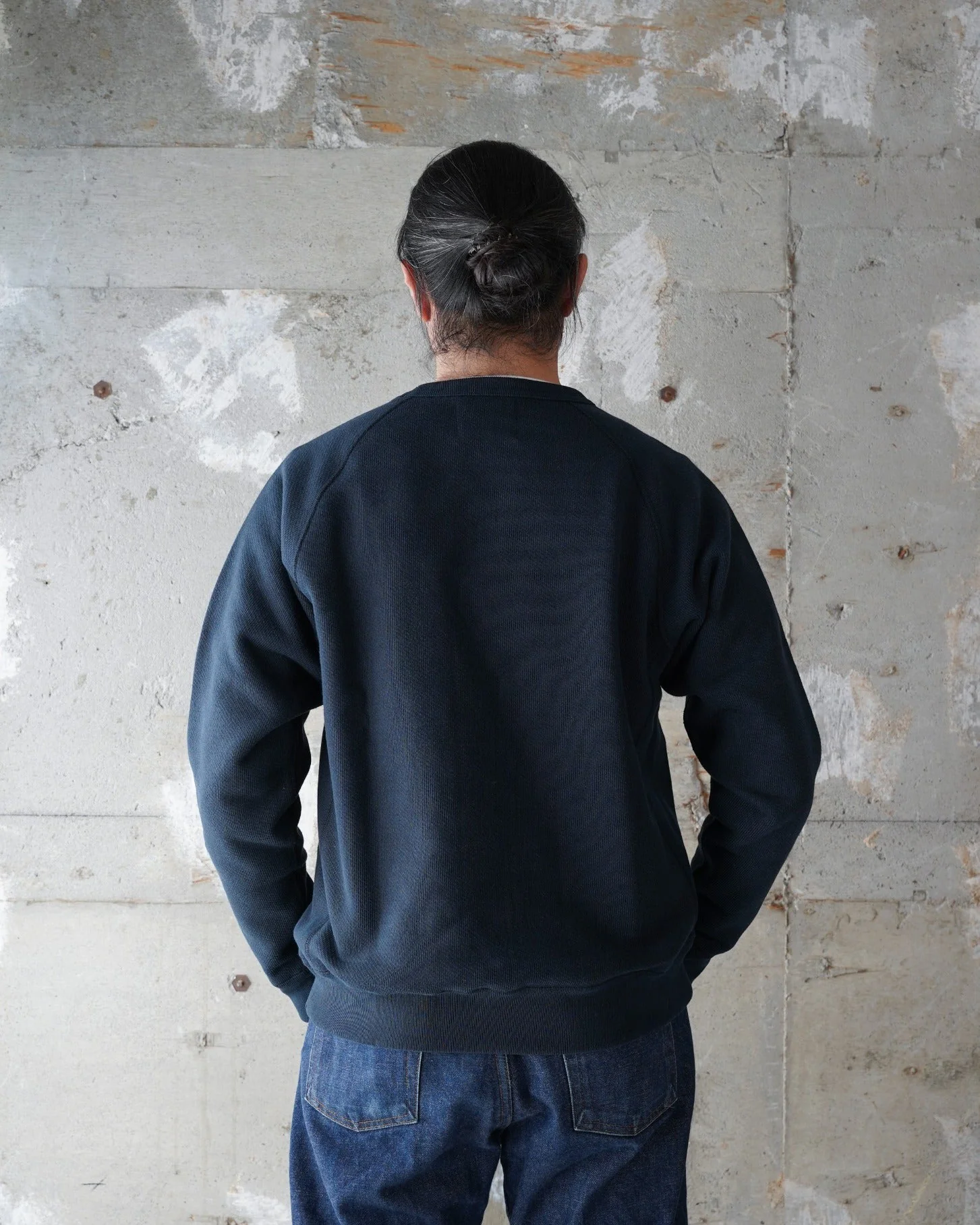 Wonder Looper 876gsm Double Heavyweight French Terry Pullover Crew Neck - Navy - Image 4