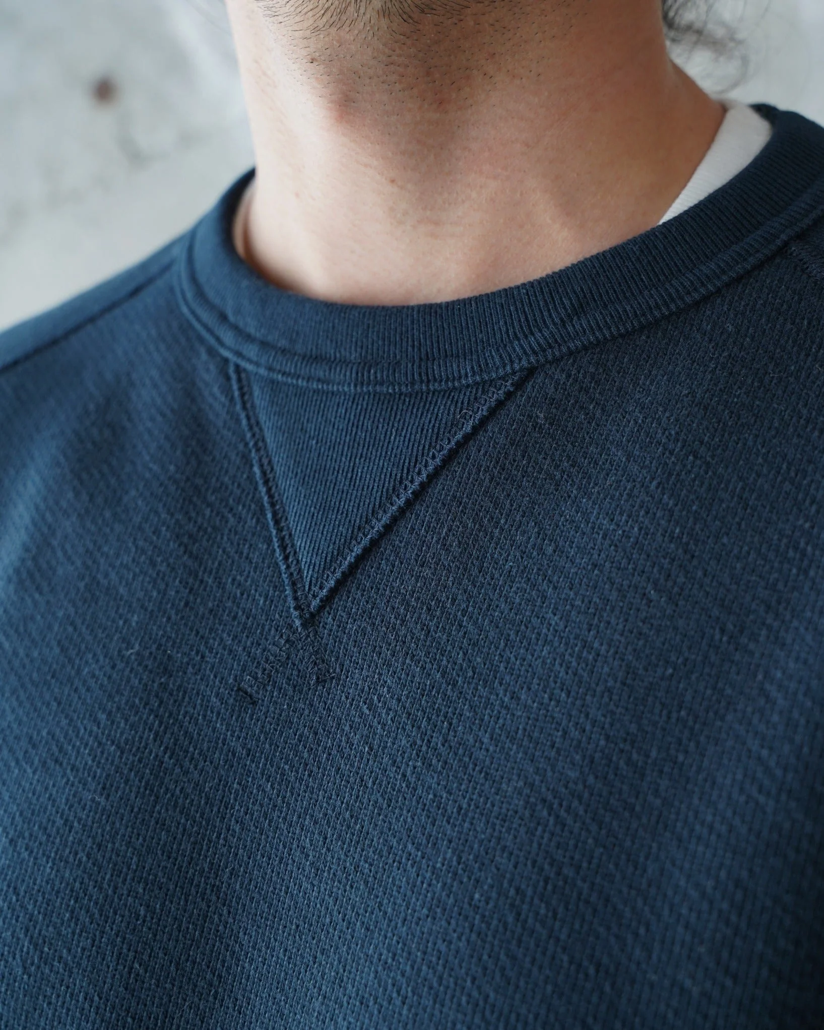 Wonder Looper 876gsm Double Heavyweight French Terry Pullover Crew Neck - Navy - Image 5