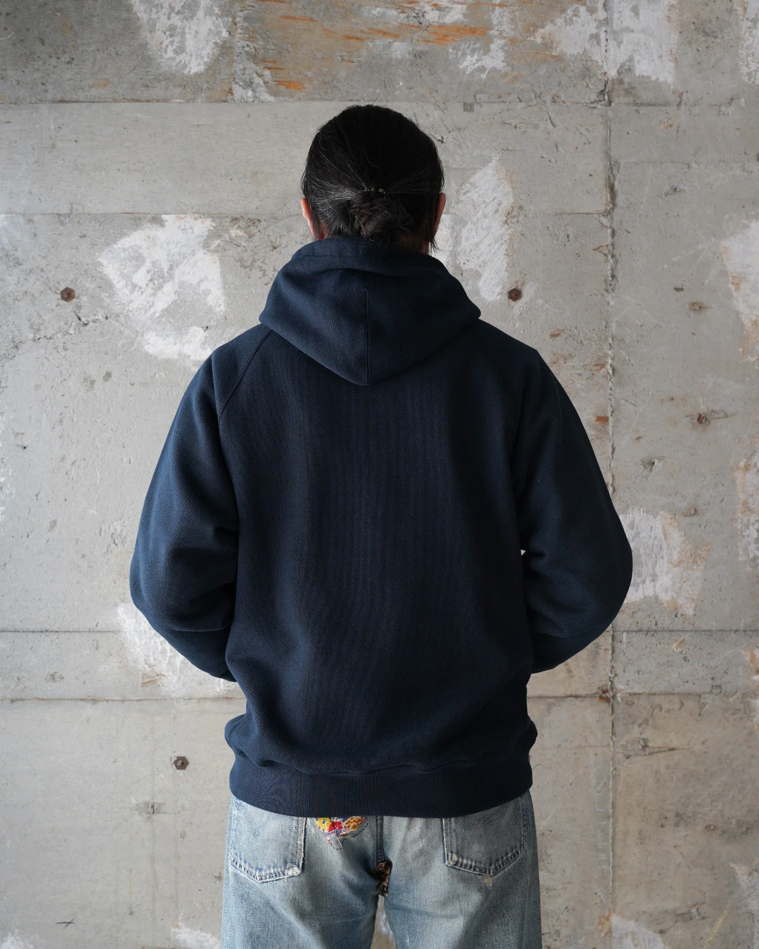 Wonder Looper 876gsm Double Heavyweight French Terry Pullover Hoodie - Navy - Image 4