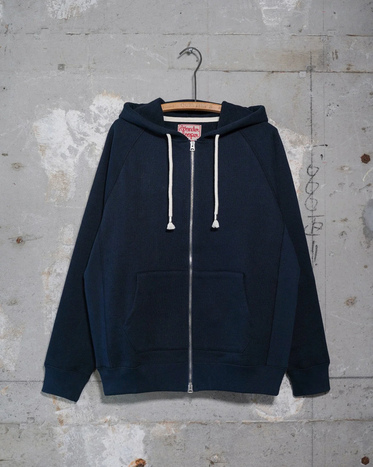 Wonder Looper 876gsm Double Heavyweight French Terry Zip Hoodie - Navy - Image 10
