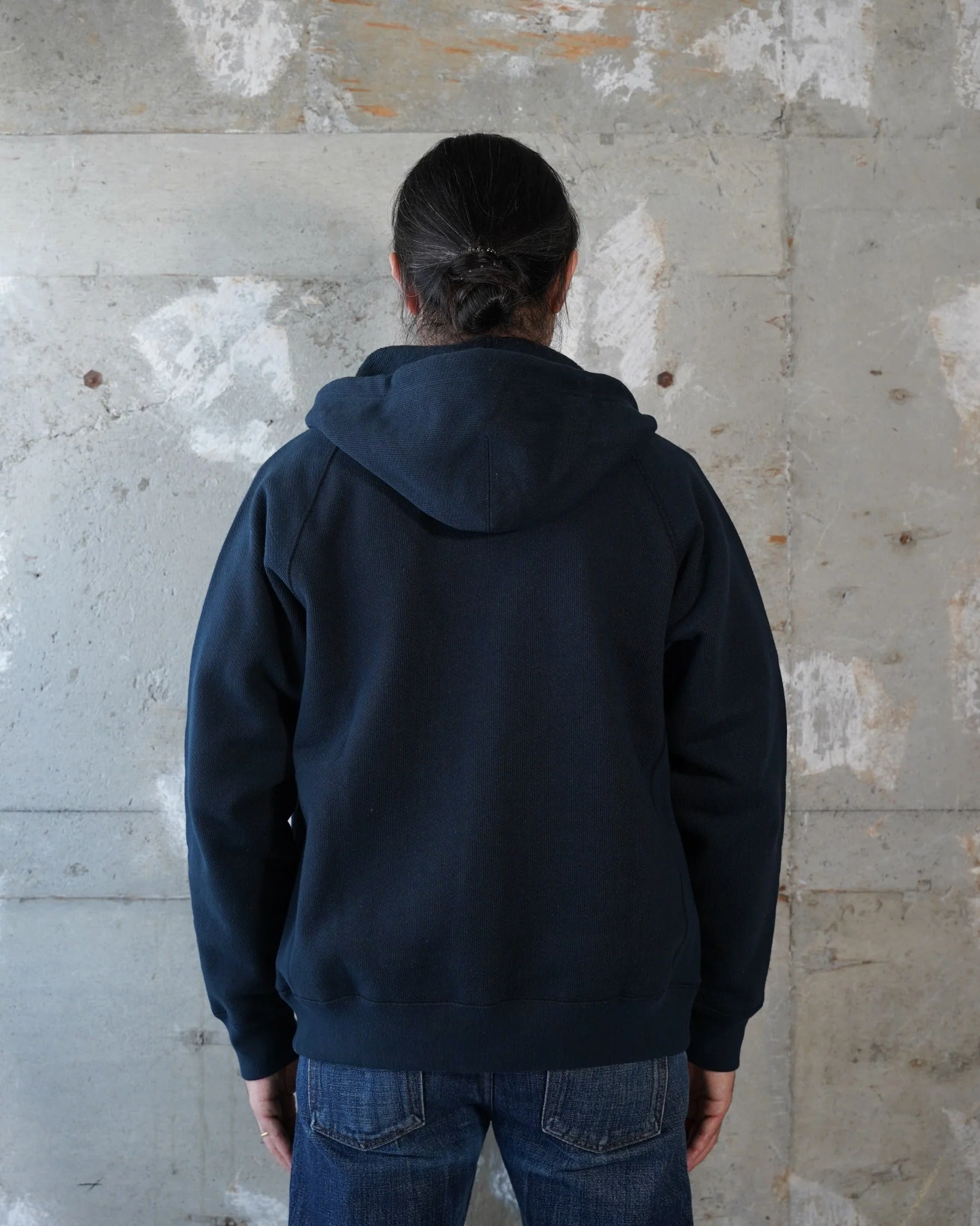 Wonder Looper 876gsm Double Heavyweight French Terry Zip Hoodie - Navy - Image 4