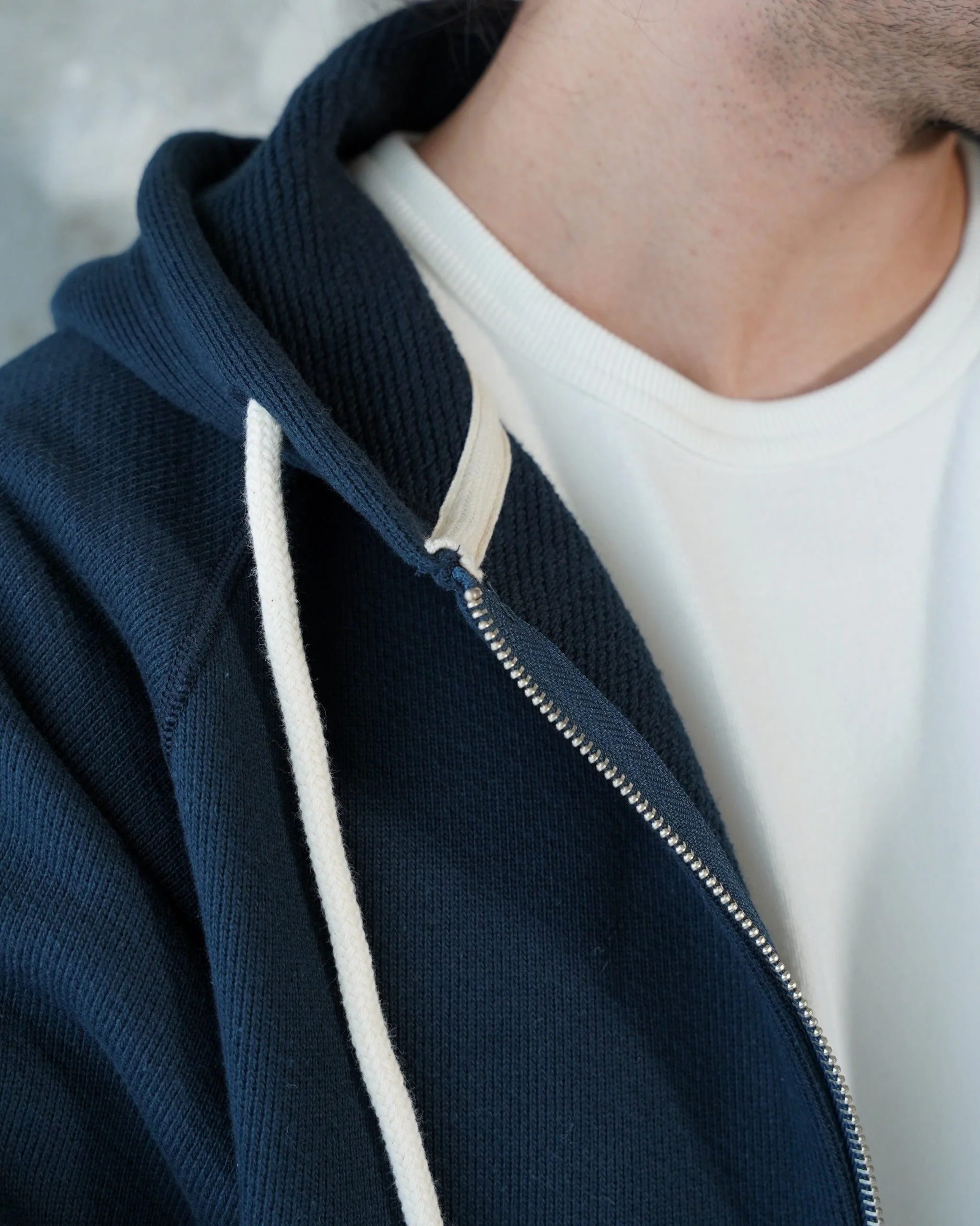 Wonder Looper 876gsm Double Heavyweight French Terry Zip Hoodie - Navy - Image 5
