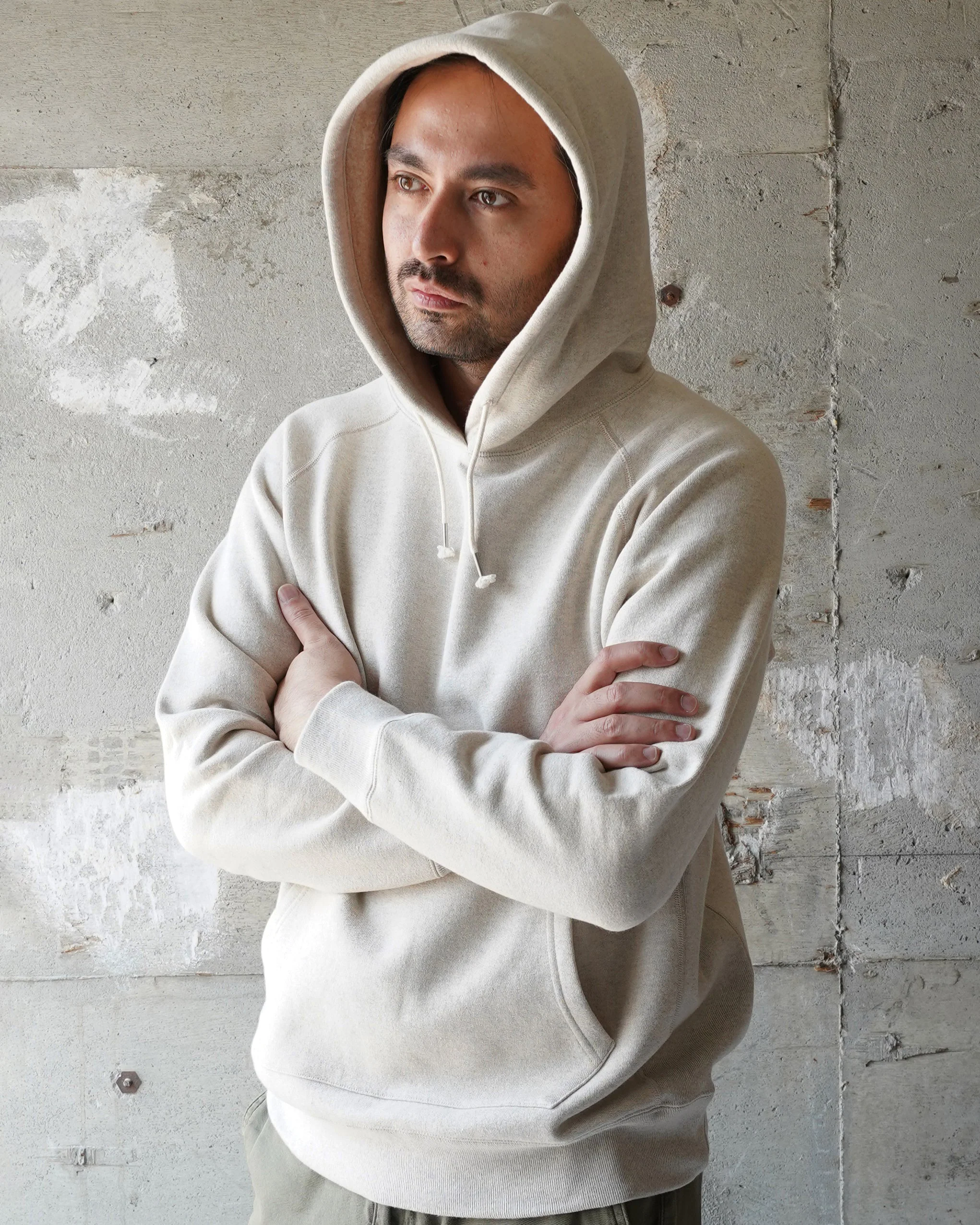 Wonder Looper Fleeced Foxfibre® Pullover Hoodie - Oatmeal - Image 3