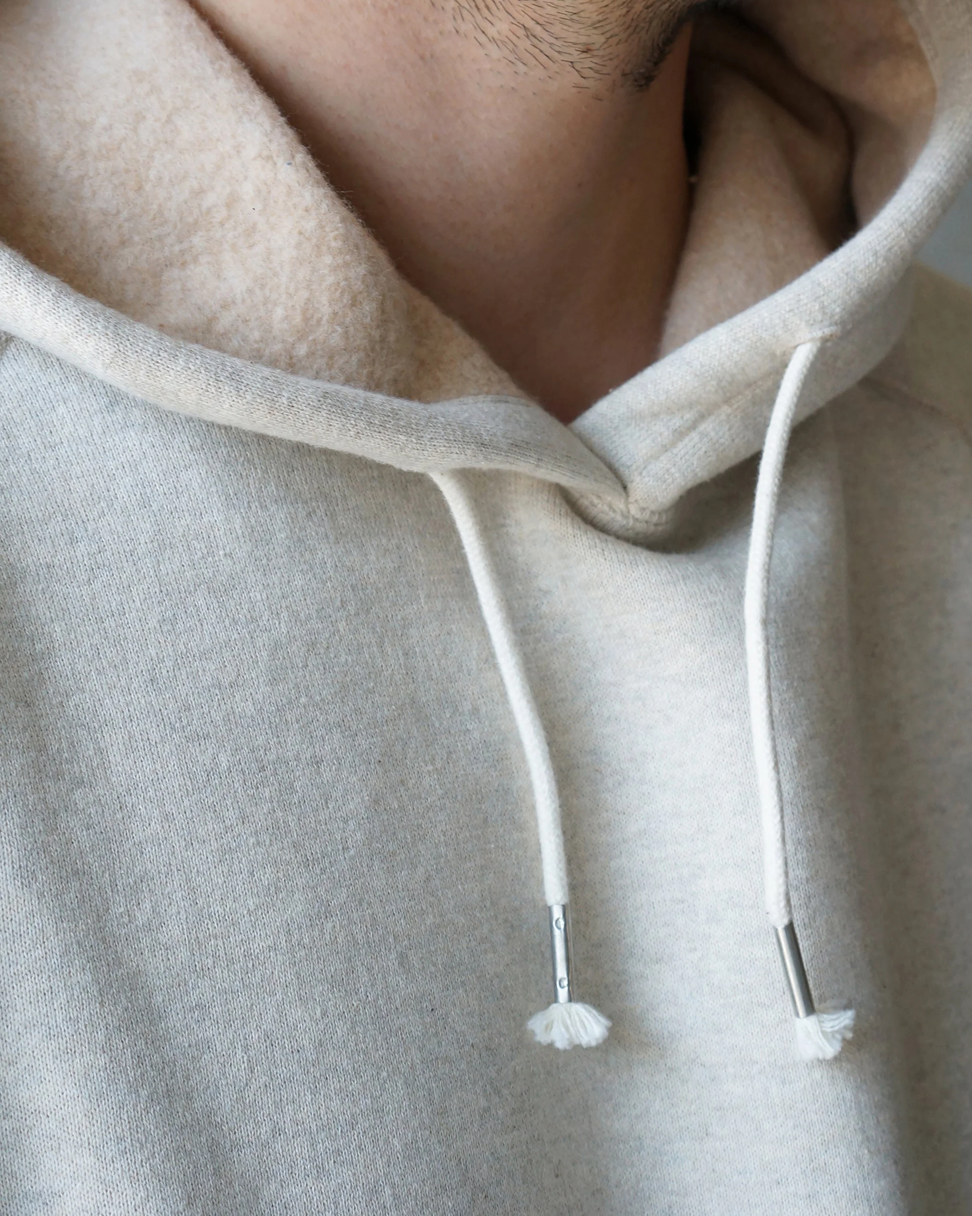 Wonder Looper Fleeced Foxfibre® Pullover Hoodie - Oatmeal - Image 5