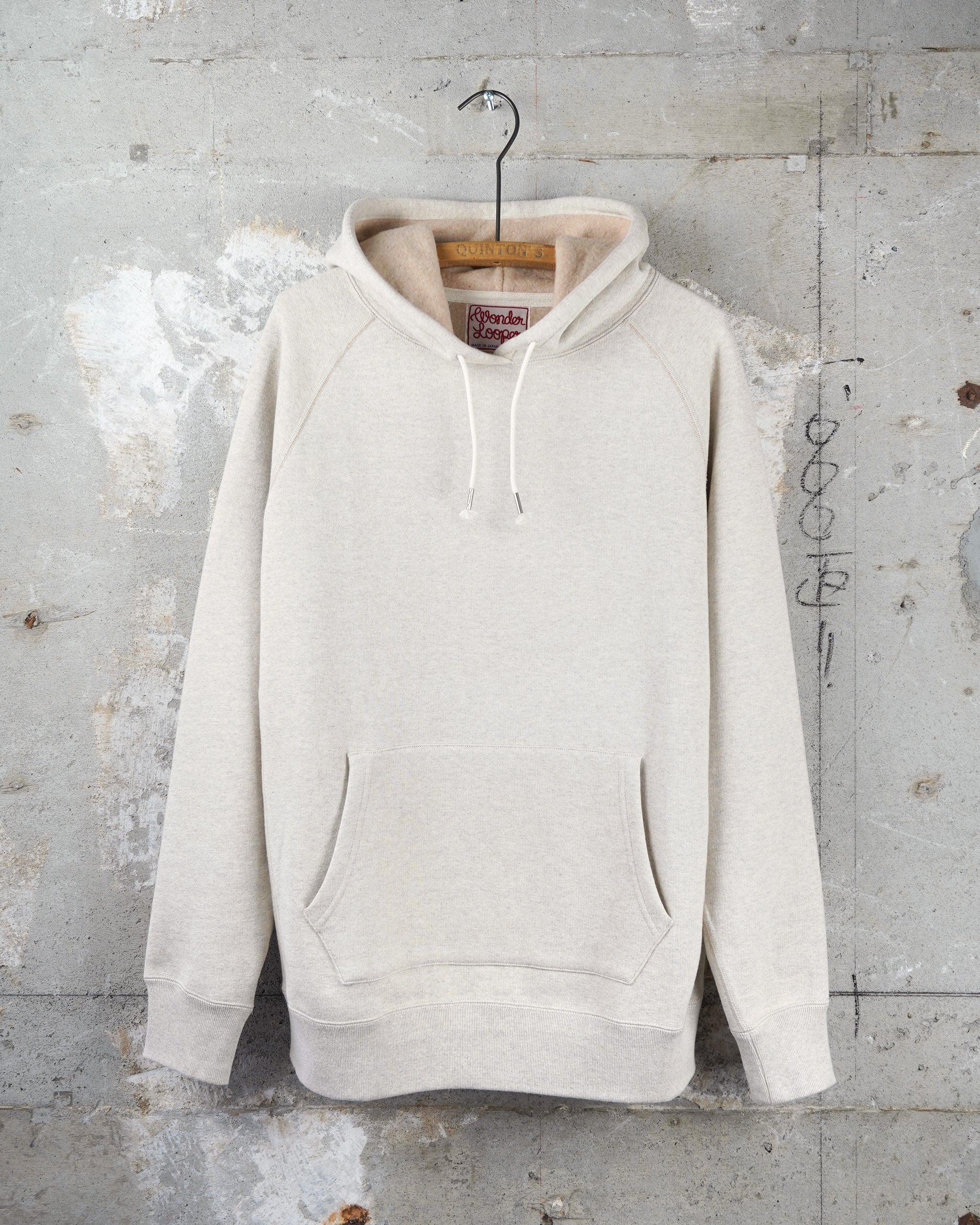 Wonder Looper Fleeced Foxfibre® Pullover Hoodie - Oatmeal - Image 7