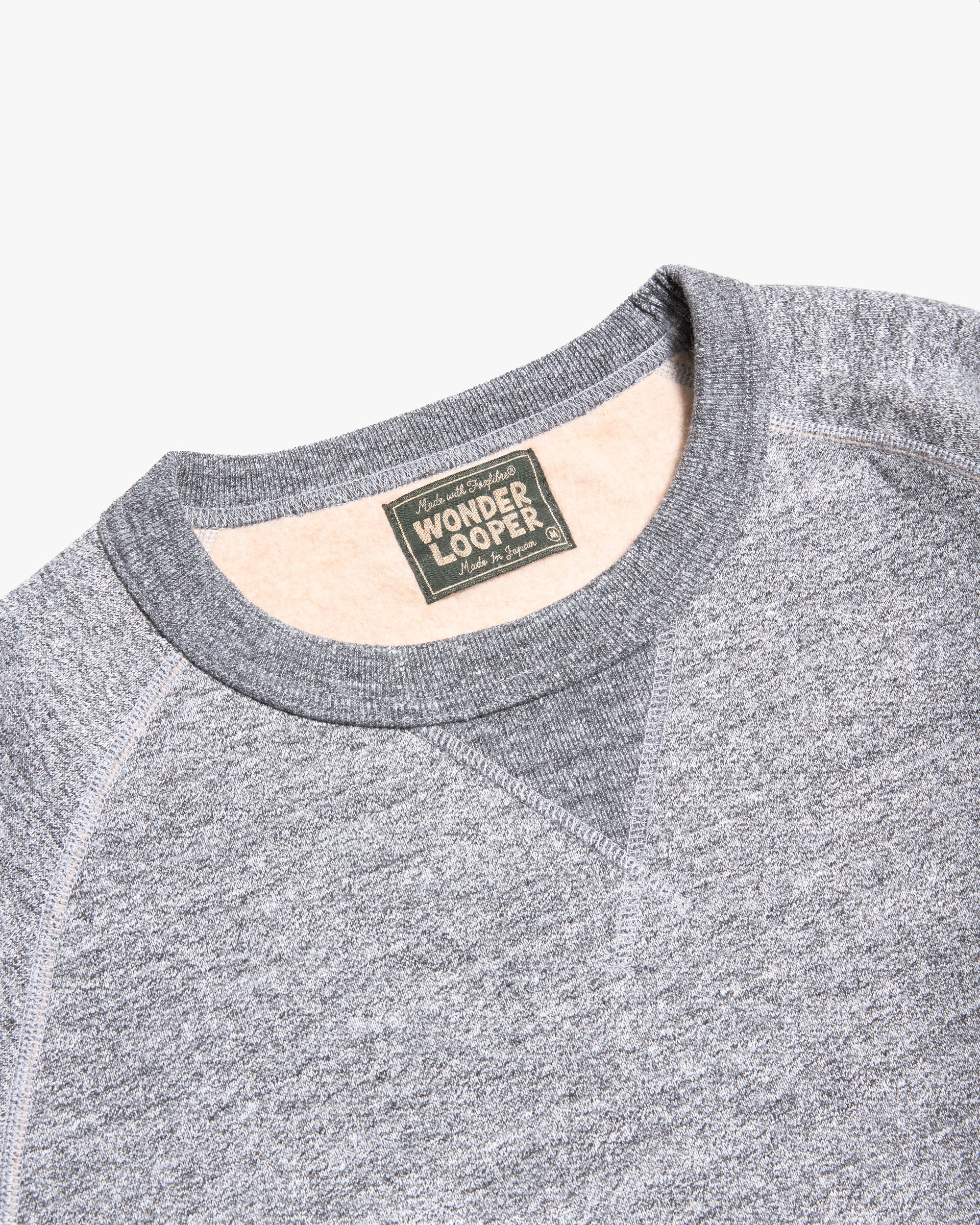 Wonder Looper Fleeced Foxfibre® Pullover Crew Neck - Charcoal - Image 8