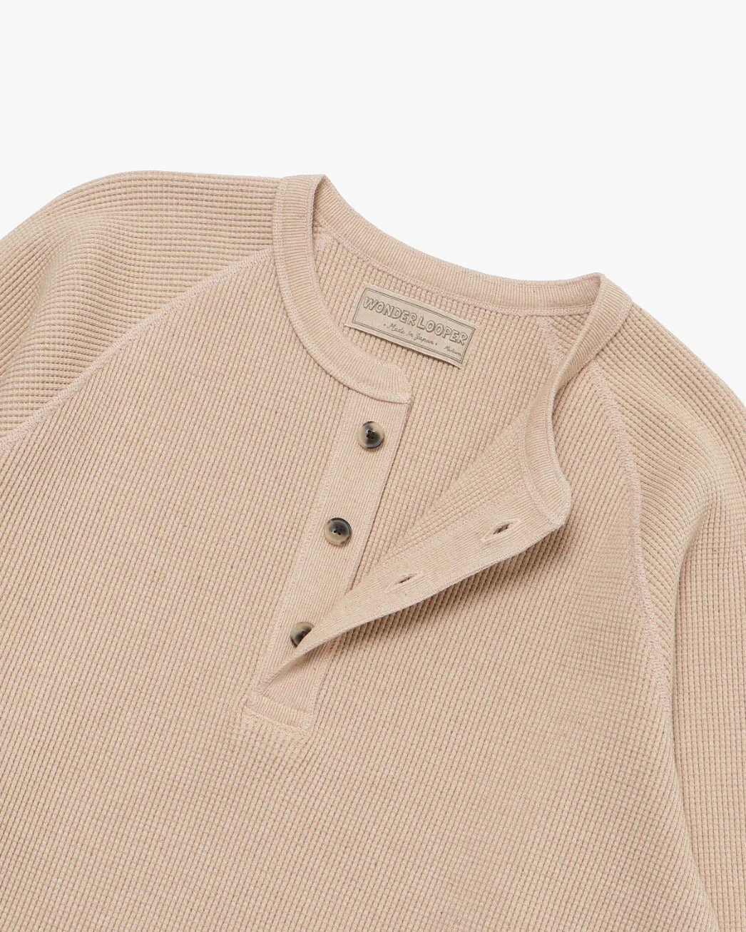 Wonder Looper Foxfibre® Heavyweight Waffle Henley - Coyote 15 - Image 3