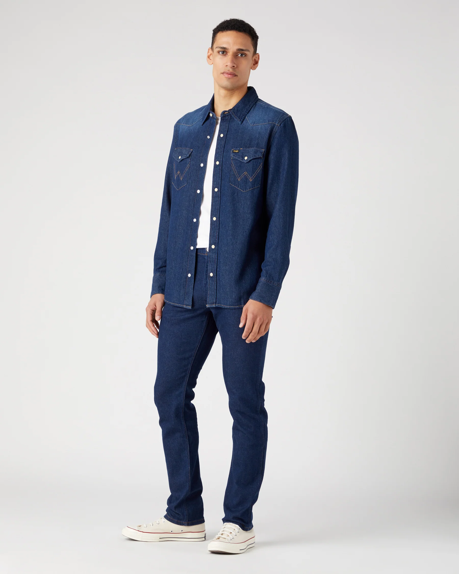 Wrangler Icons 27MW Western Denim Shirt - Darkstone - Image 3