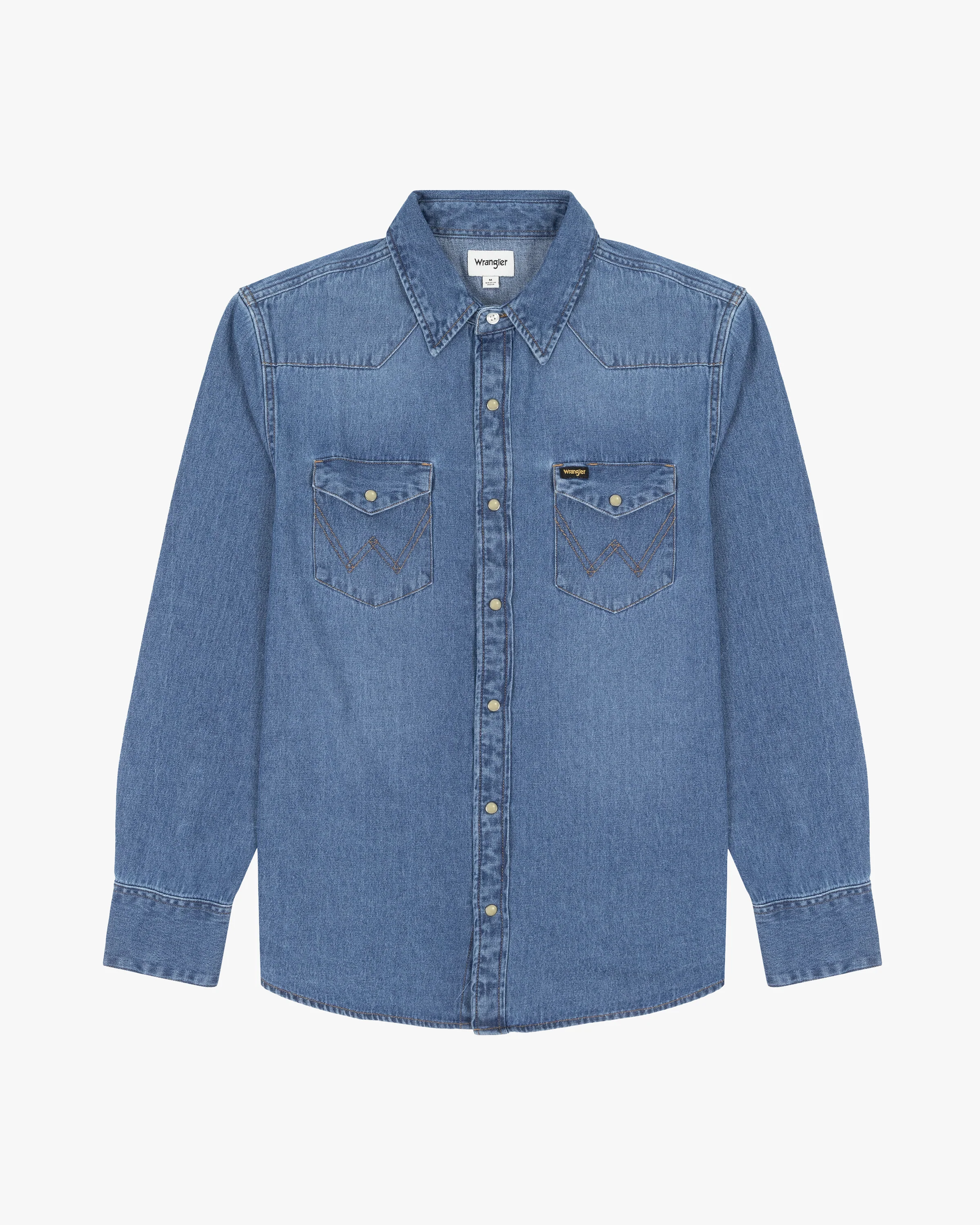 Wrangler Icons 27MW Western Denim Shirt - Icon Mid Stone - Image 5