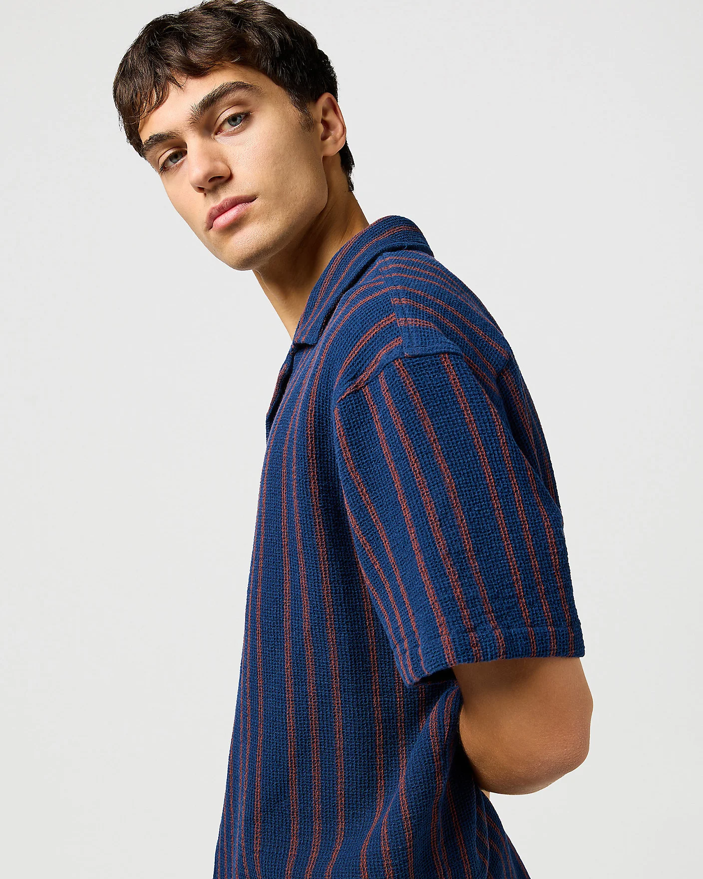 Wrangler S/S Resort Shirt - Navy Stripe - Image 2