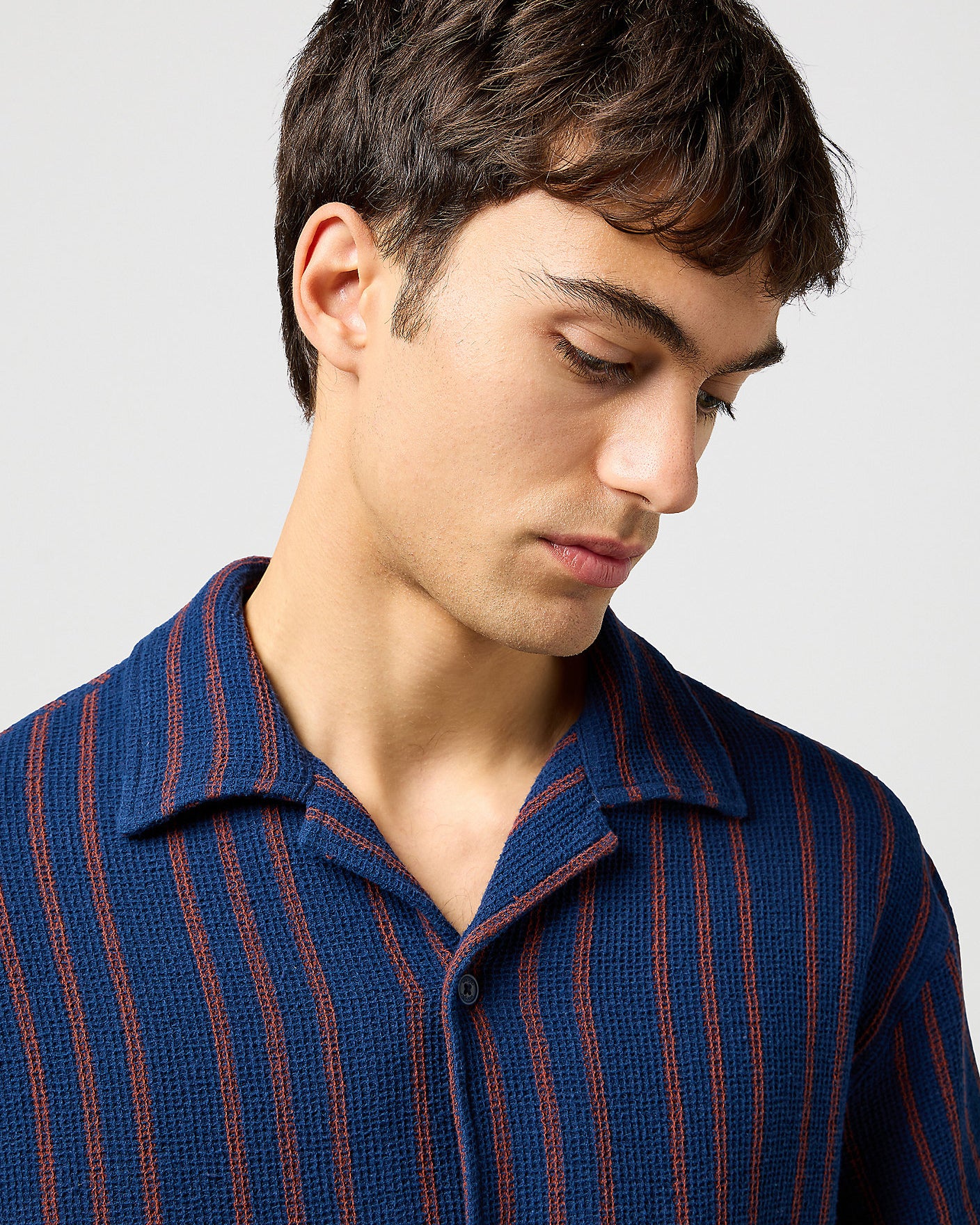 Wrangler S/S Resort Shirt - Navy Stripe - Image 3