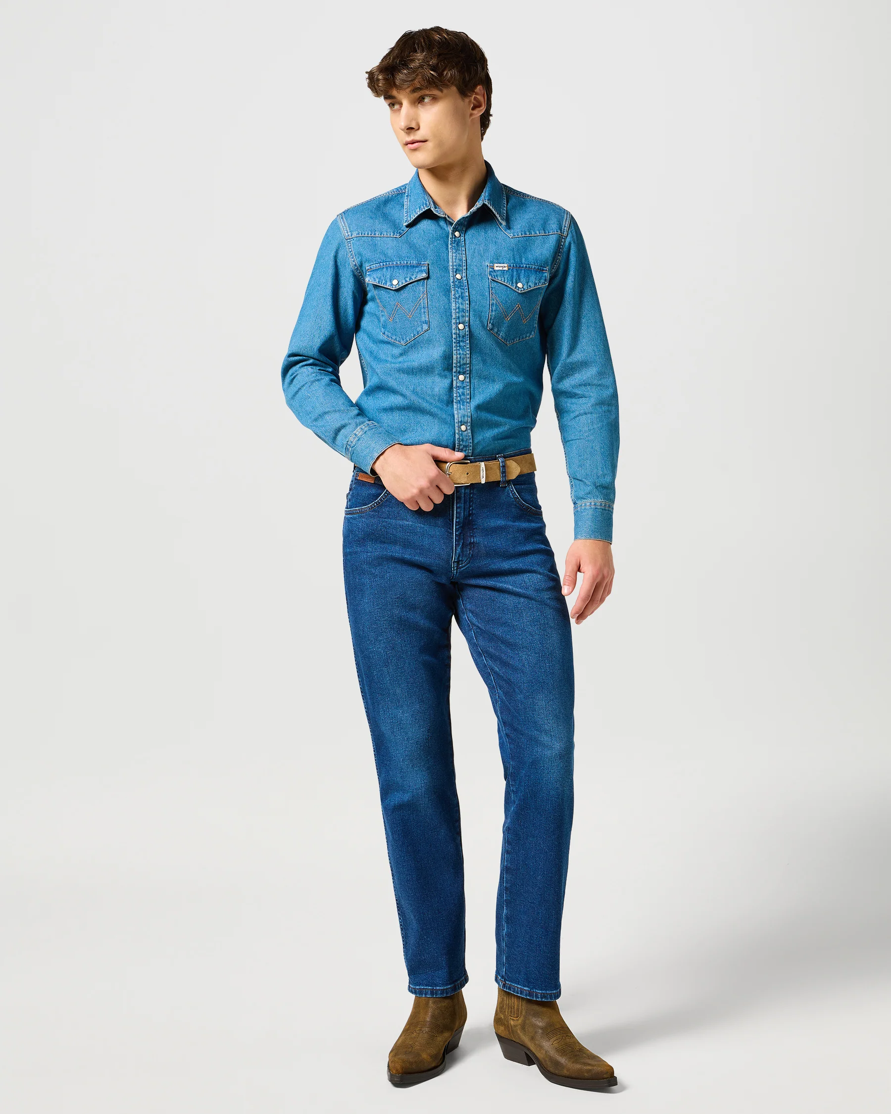 Wrangler Texas Stretch Authentic Straight Brushed Mens Jeans - Shadow Jeans - Image 4