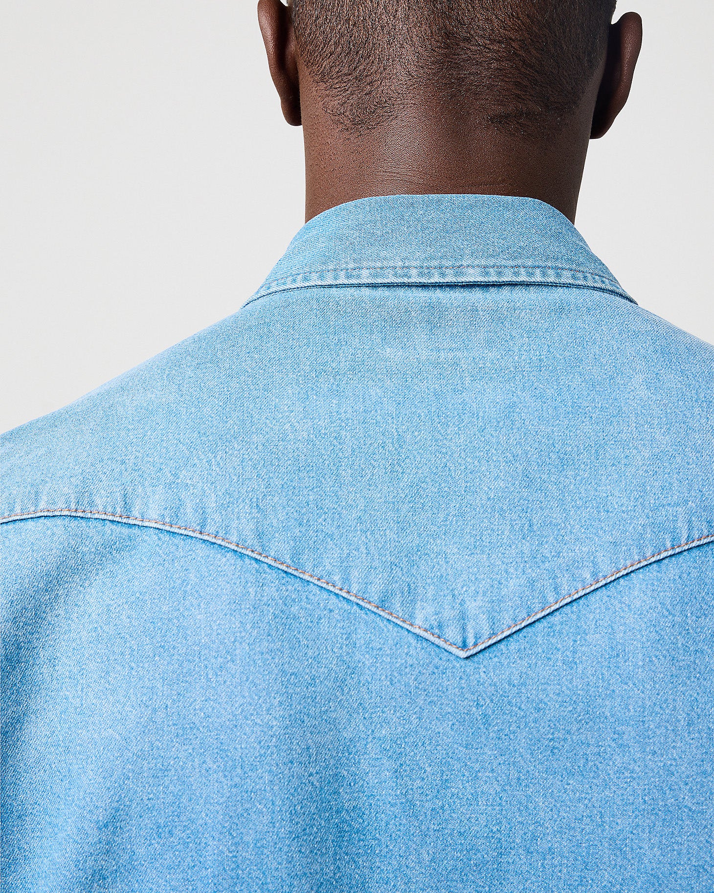 Wrangler Western Denim Shirt - Mid Light Wash - Image 5