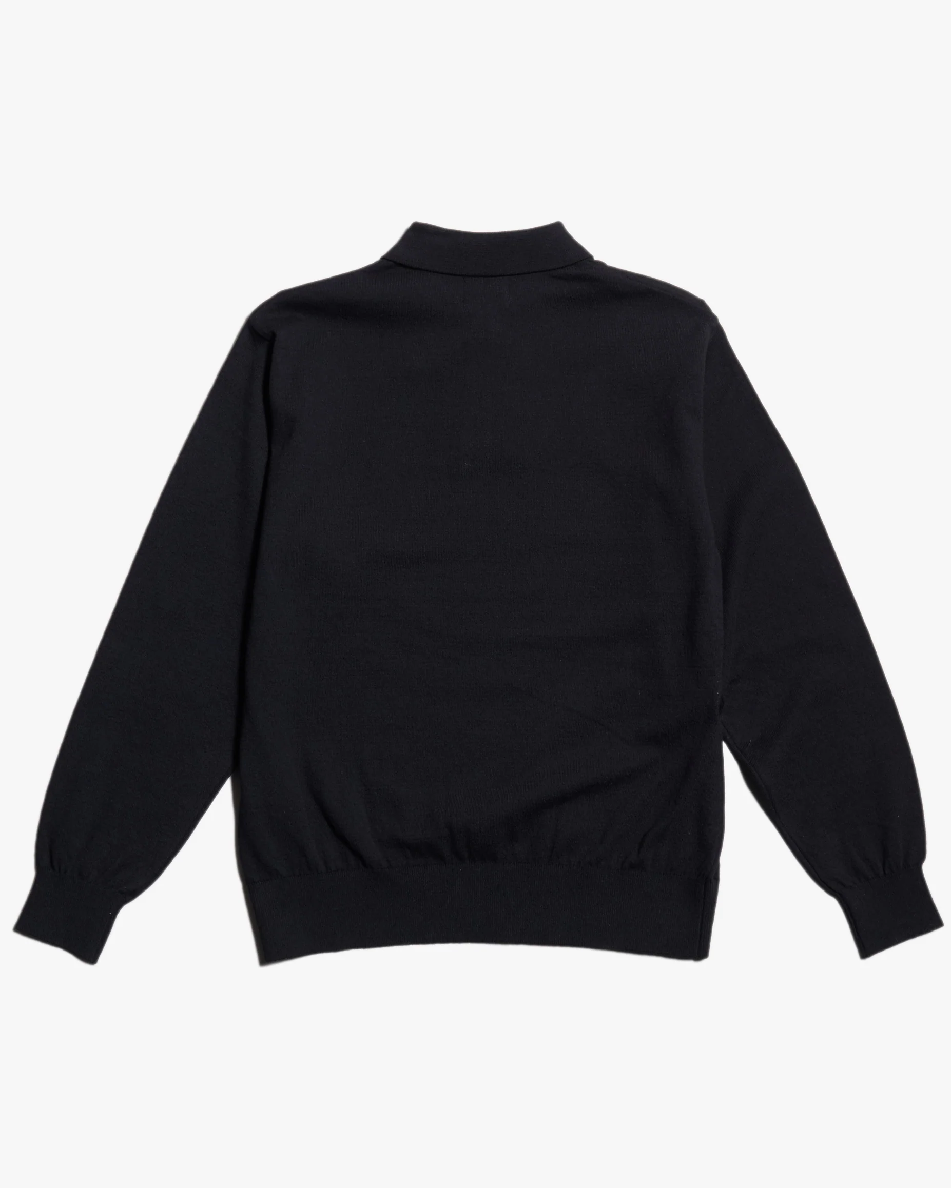 Yonetomi Light Wave Cotton Knit Polo Shirt - Black - Image 7
